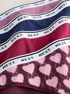 Navy Argyle Check Bikini Cotton Logo Knickers 4 Pack