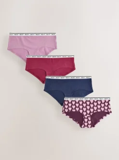 Navy Argyle Short Cotton Logo Knickers 4 Pack