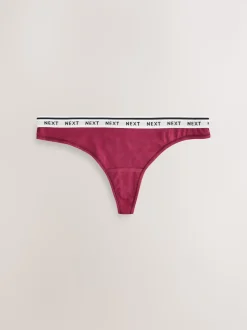 Navy Argyle Thong Cotton Logo Knickers 4 Pack