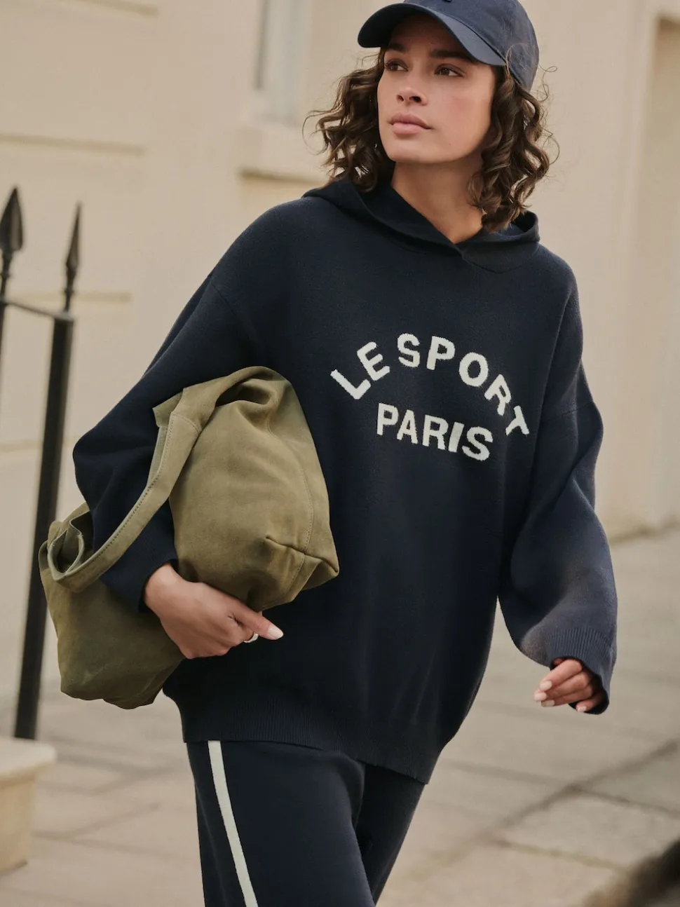 Navy Blue Compact Cosy Graphic Long Sleeve Hoodie