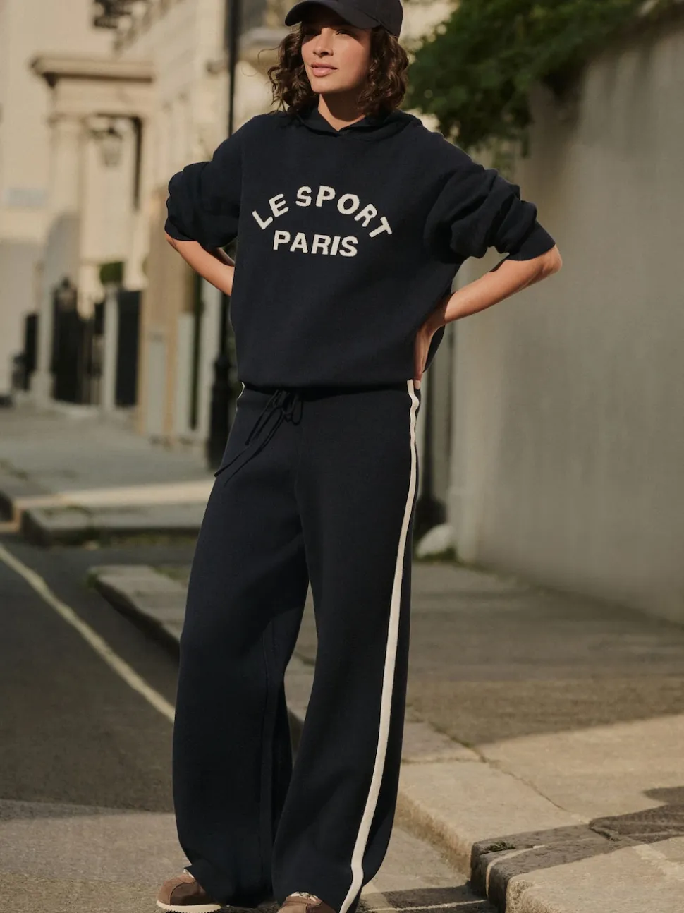 Navy Blue Compact Cosy Graphic Long Sleeve Hoodie