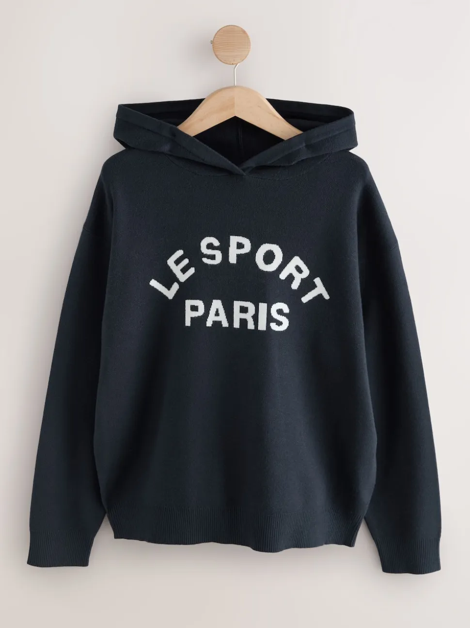 Navy Blue Compact Cosy Graphic Long Sleeve Hoodie