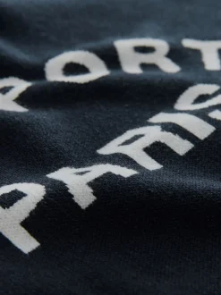 Navy Blue Compact Cosy Graphic Long Sleeve Hoodie