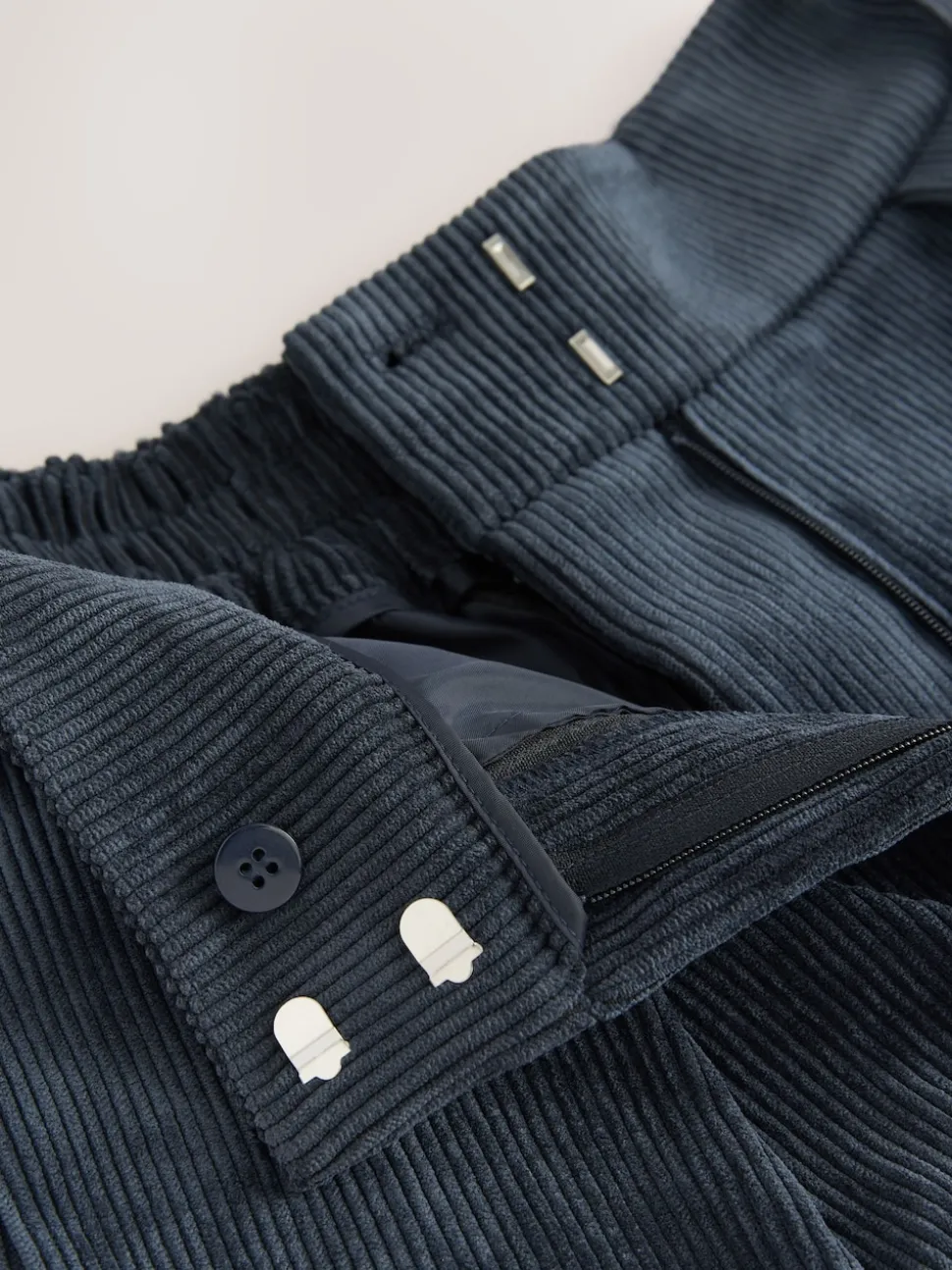Navy Blue Cord Wide Leg Trousers