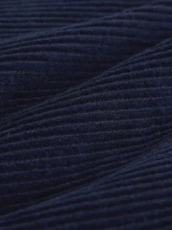 Navy Blue Cord Wide Leg Trousers With Scarf