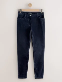 Navy Blue Corduroy Skinny Trousers
