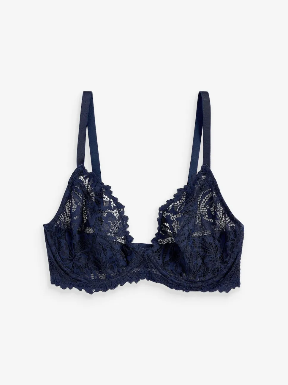 Navy Blue DD+ Non Pad Plunge Lace Ultimate Comfort Bra