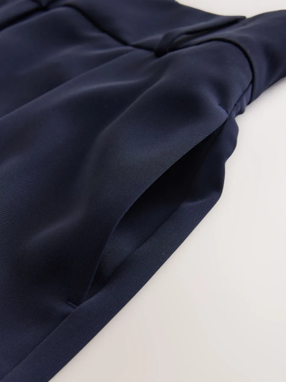 Navy Blue Elastic Back Wide Leg Trousers