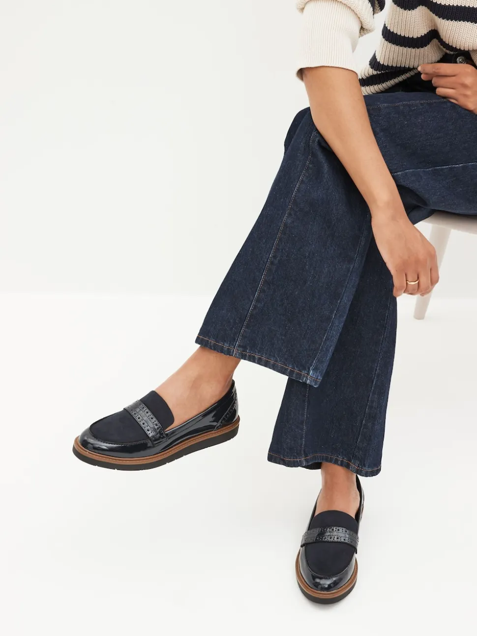 Navy Blue Forever Comfort® Brogue Loafers