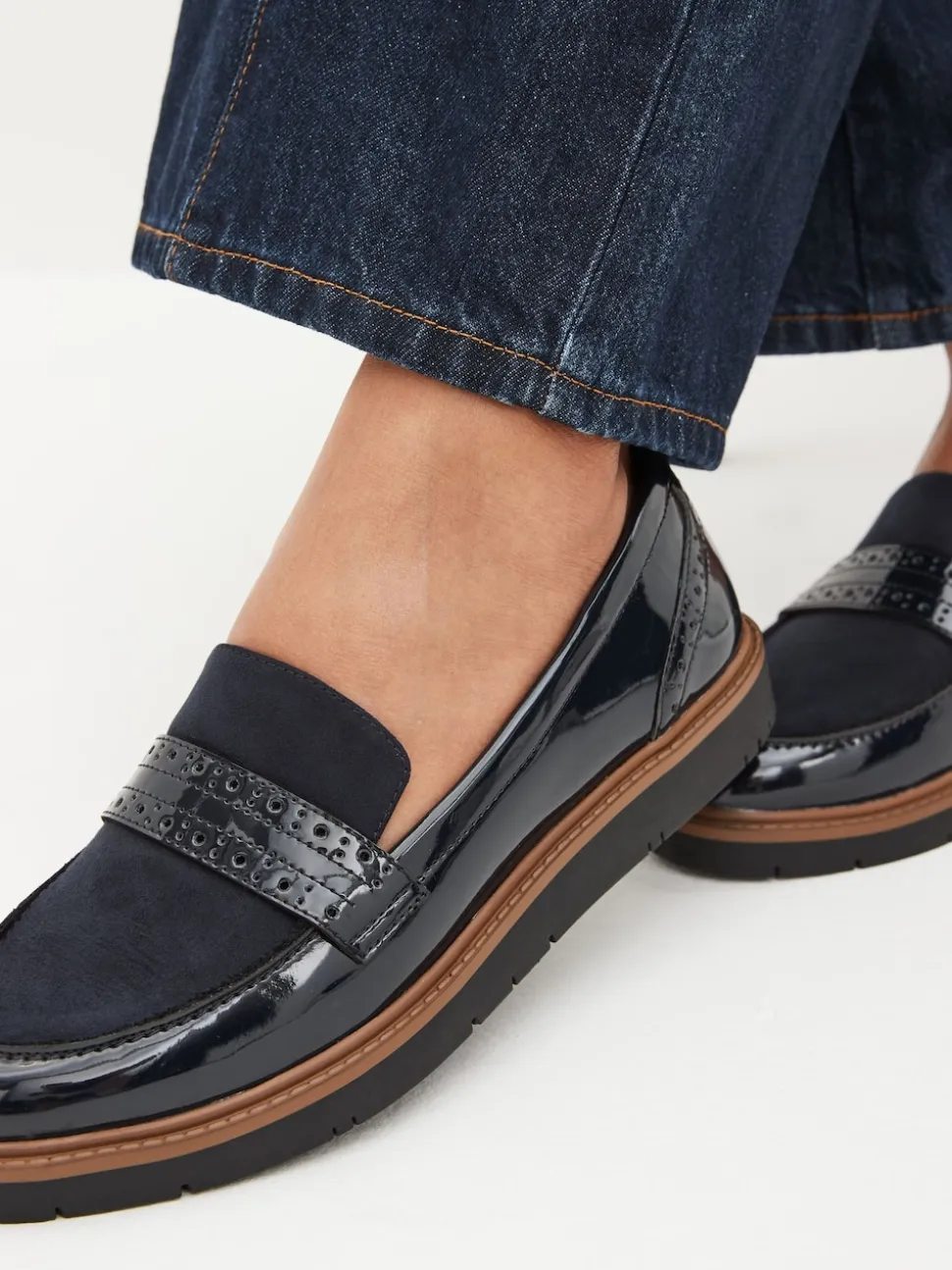Navy Blue Forever Comfort® Brogue Loafers
