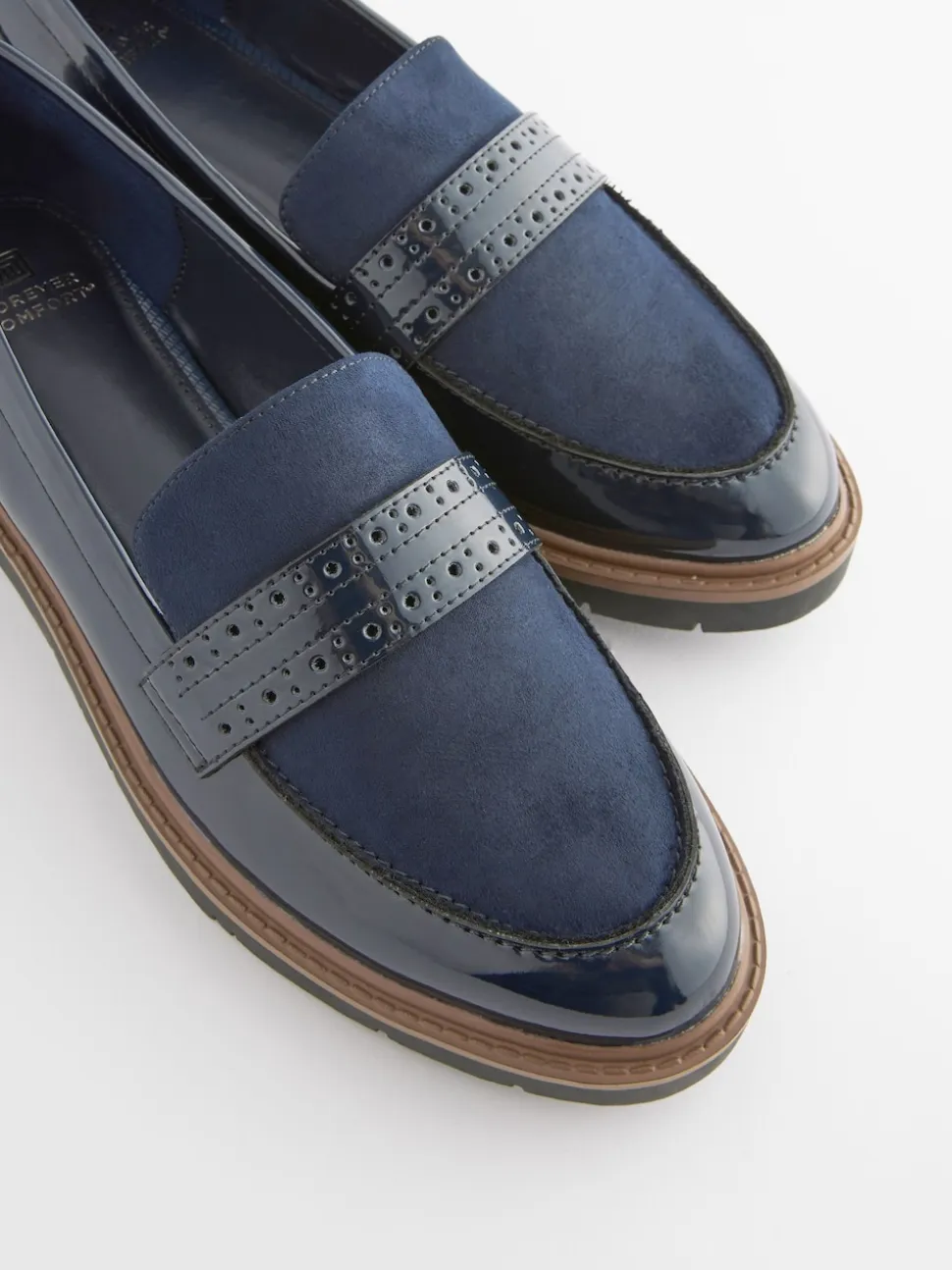 Navy Blue Forever Comfort® Brogue Loafers