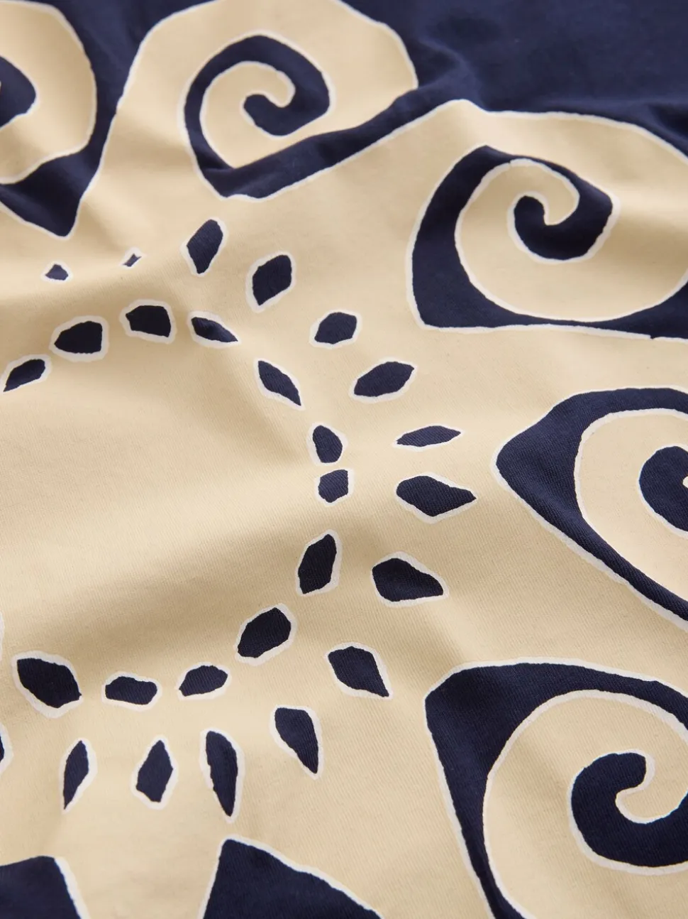 Navy Blue Graphic V-Neck Cap Sleeve T-Shirt