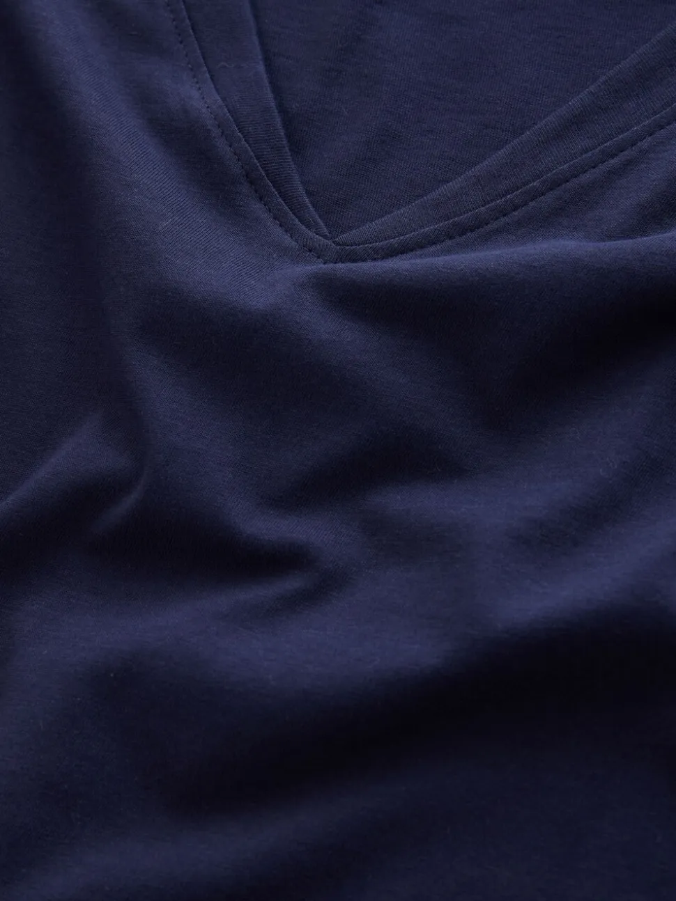 Navy Blue Graphic V-Neck Cap Sleeve T-Shirt