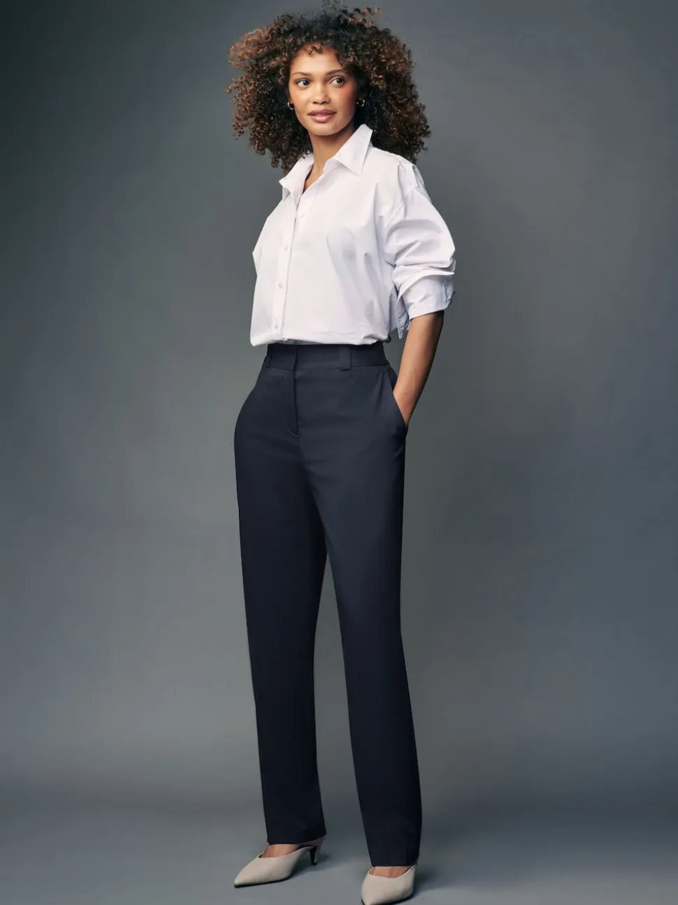 Navy Blue Heavy Duty Tailored Slim Fit Trousers
