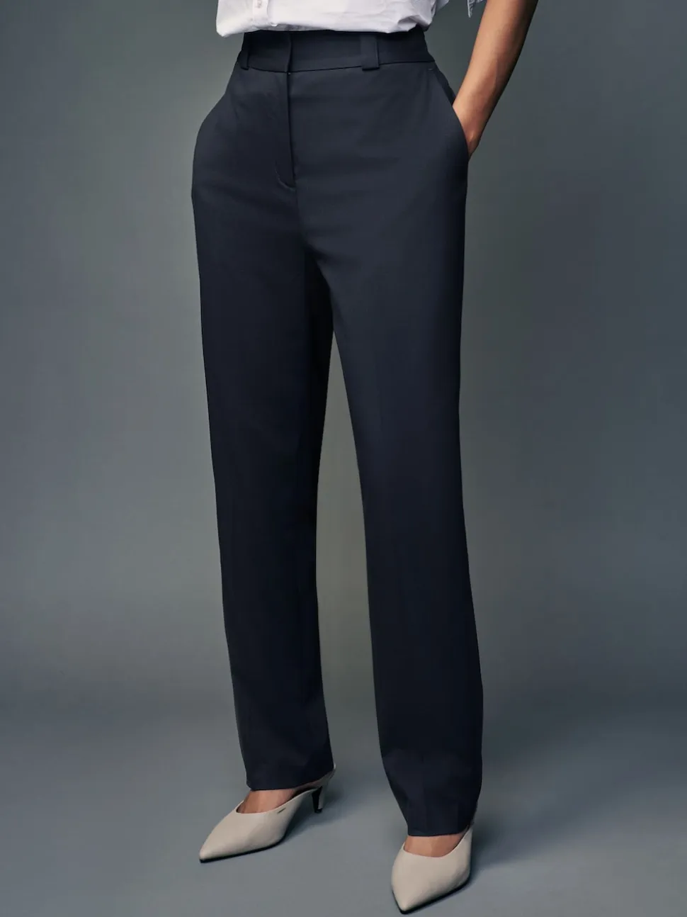 Navy Blue Heavy Duty Tailored Slim Fit Trousers