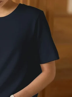 Navy Blue Heavyweight Short Sleeve Crew Neck T-Shirt