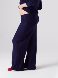 Navy Blue Maternity Cosy Wide Leg Trousers