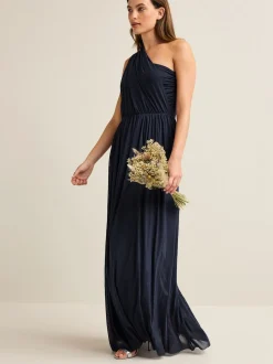 Navy Blue Mesh Multiway Wedding Guest Bridesmaid Maxi Dress
