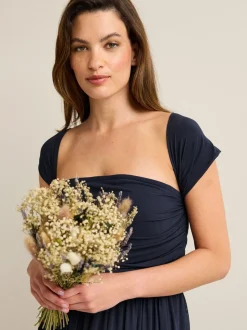 Navy Blue Mesh Multiway Wedding Guest Bridesmaid Maxi Dress