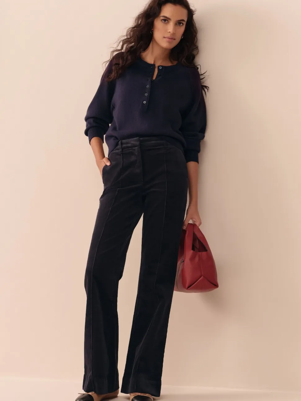 Navy Blue N. Premium Cord Bootcut Trousers