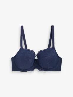 Navy Blue Pad Balcony DD+ Lace Bra