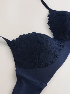 Navy Blue Pad Non Wire Lace Ultimate Comfort Bra