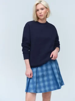 Navy Blue Relaxed Fit Essentials Longline Sweatshirt with Pockets
