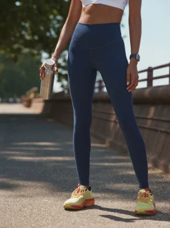 Navy Blue Sports Dry Tech Tummy Control High Waist Full Length Legging