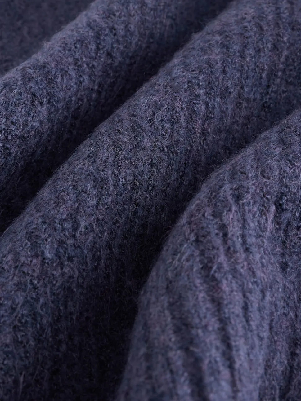 Navy Blue Stripe Scarf Layer Lace Trim Knitted Jumper