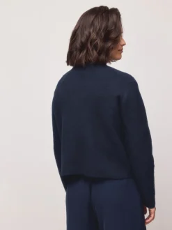 Navy Blue Supersoft High Neck Seam Detail Jumper