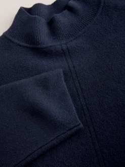 Navy Blue Supersoft High Neck Seam Detail Jumper