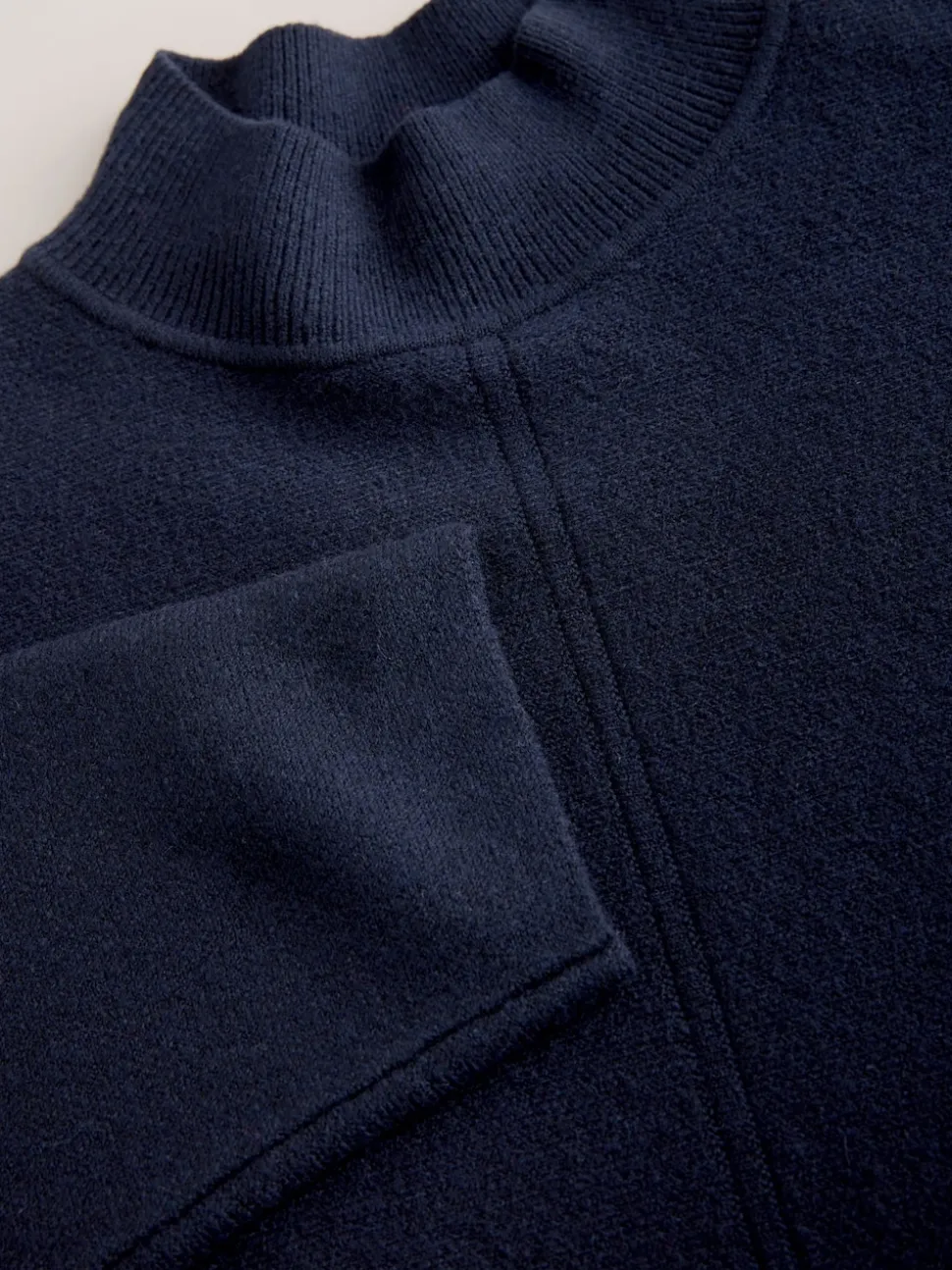 Navy Blue Supersoft High Neck Seam Detail Jumper