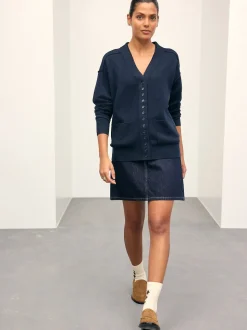 Navy Blue Supersoft V-Neck Cardigan With Pockets