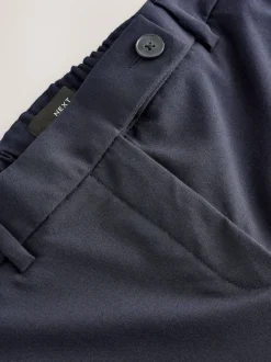 Navy Blue Tailored Bootcut Trousers With Wool