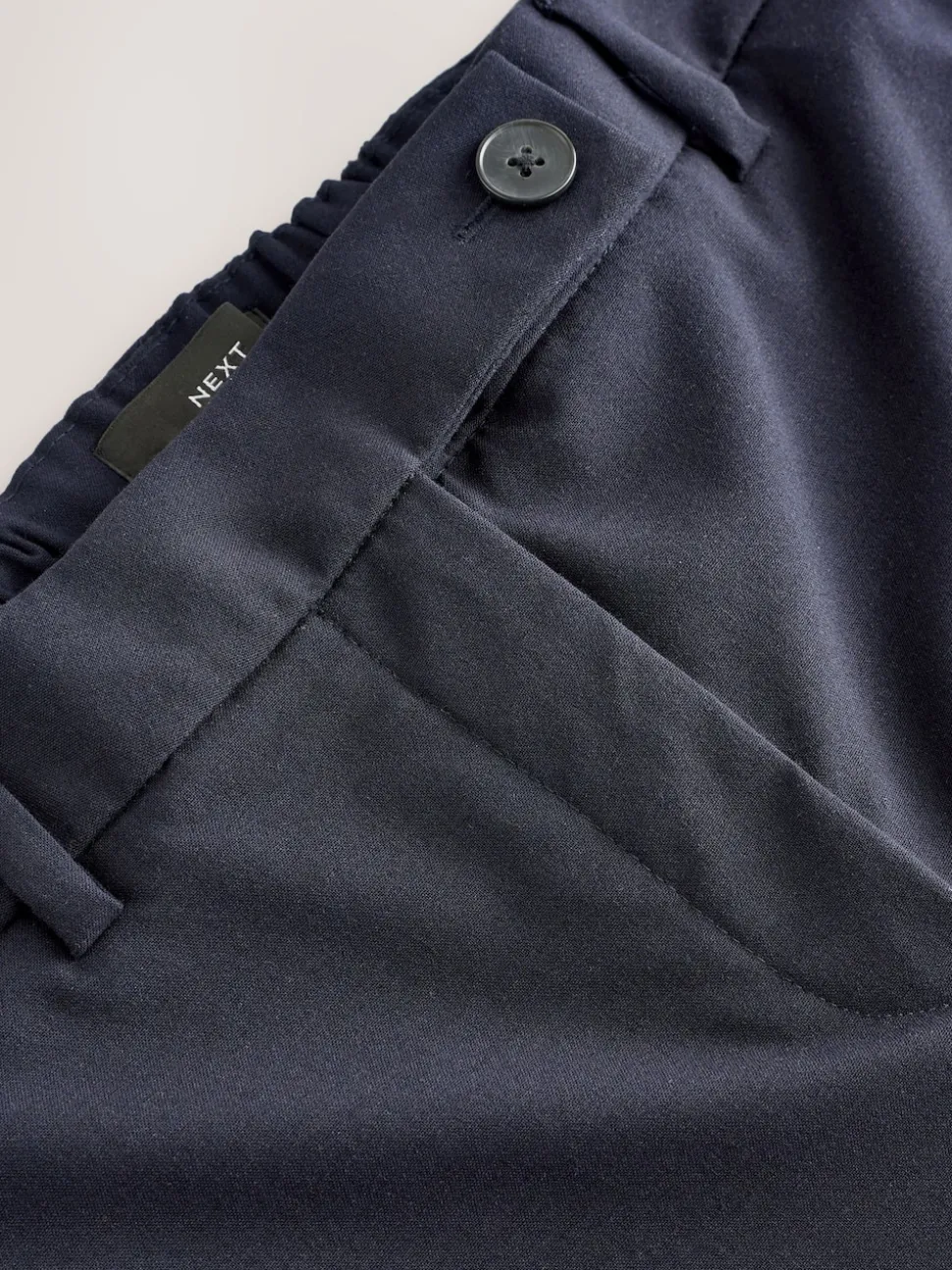 Navy Blue Tailored Bootcut Trousers With Wool