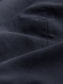 Navy Blue Tailored Single Breasted Blazer With Wool
