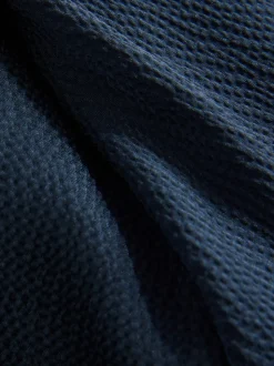Navy Blue Textured Satin Halter Sleeveless Midi Dress