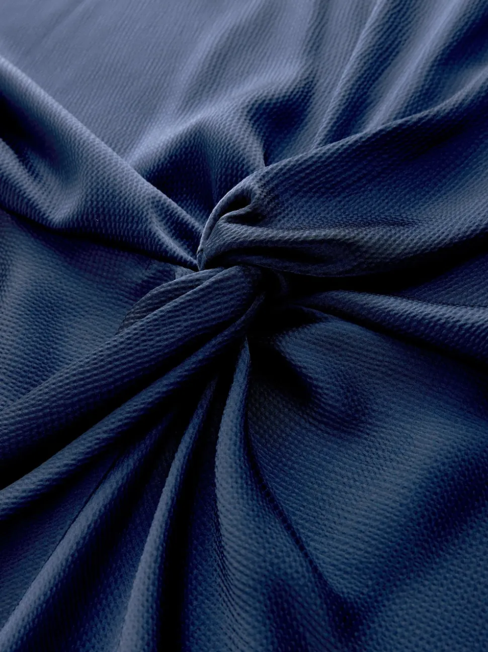 Navy Blue Twist Front Long Sleeve Satin Maxi Dress