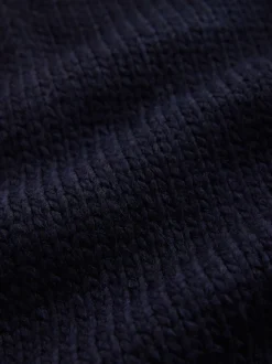 Navy Blue V-Neck Knitted Shirt Layer Look Jumper