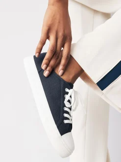 Navy Canvas Baseball Trainers