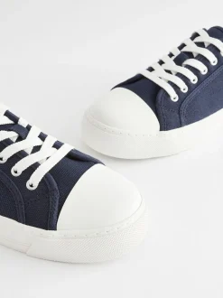 Navy Canvas Baseball Trainers
