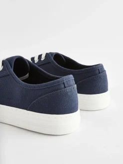Navy Canvas Baseball Trainers