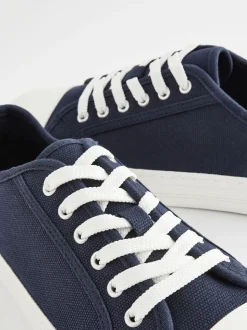 Navy Canvas Baseball Trainers
