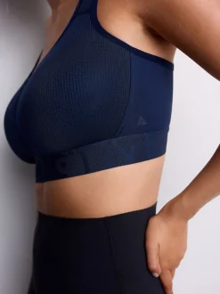 Navy DD+ Ultimate Dry Tech Breathable Lightweight Pad High Impact Sports Bra