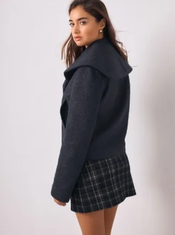 Navy Double Breasted Cape Coatigan