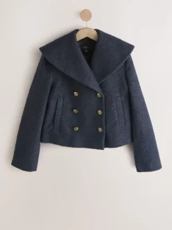 Navy Double Breasted Cape Coatigan
