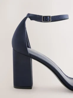 Navy Extra Wide Fit Block Heel Sandals
