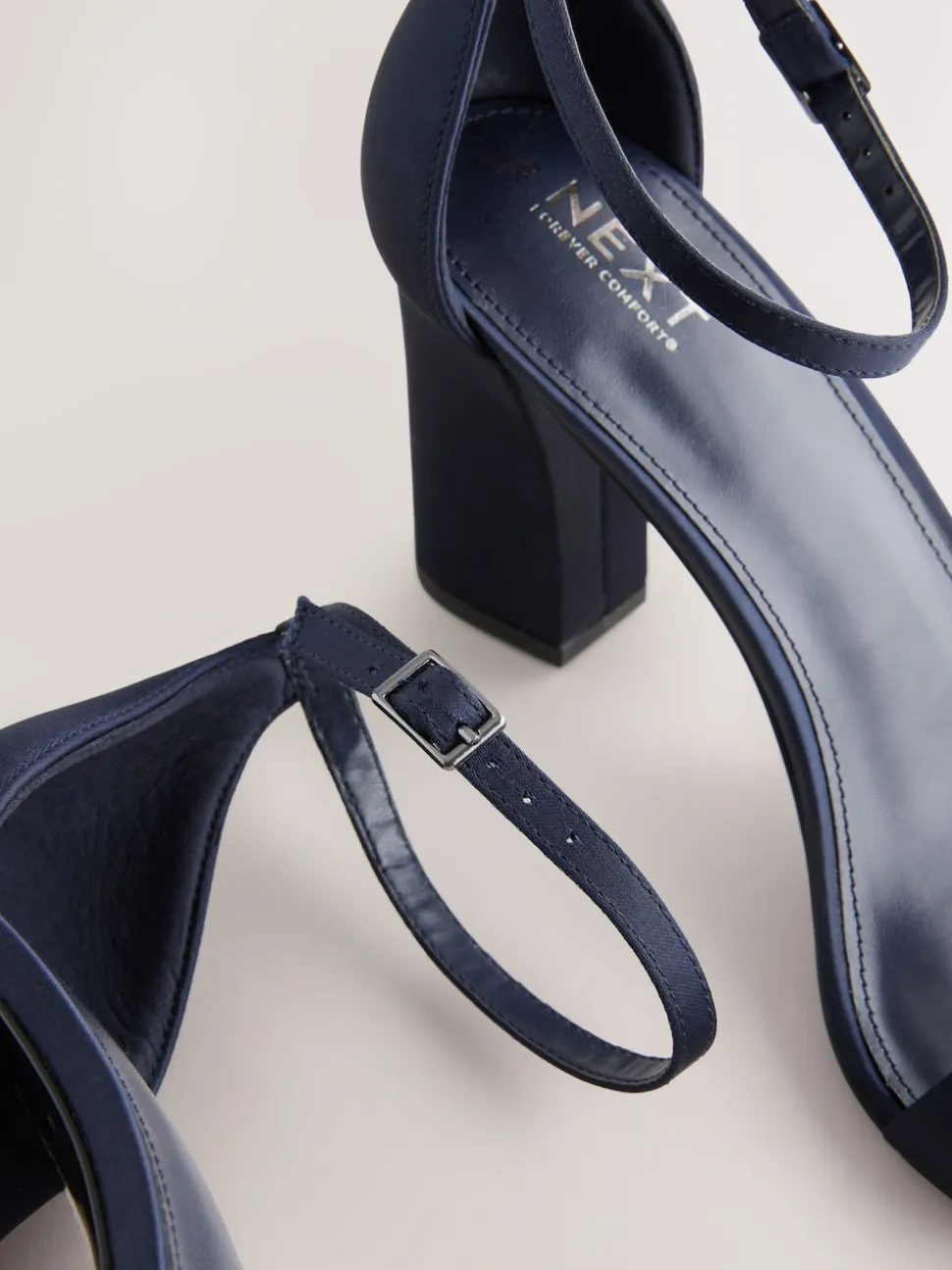 Navy Extra Wide Fit Block Heel Sandals