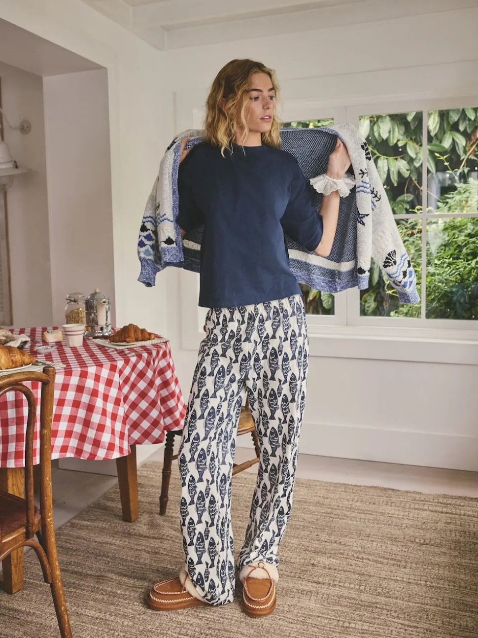 Navy Fish Cotton Short Sleeve Pyjamas