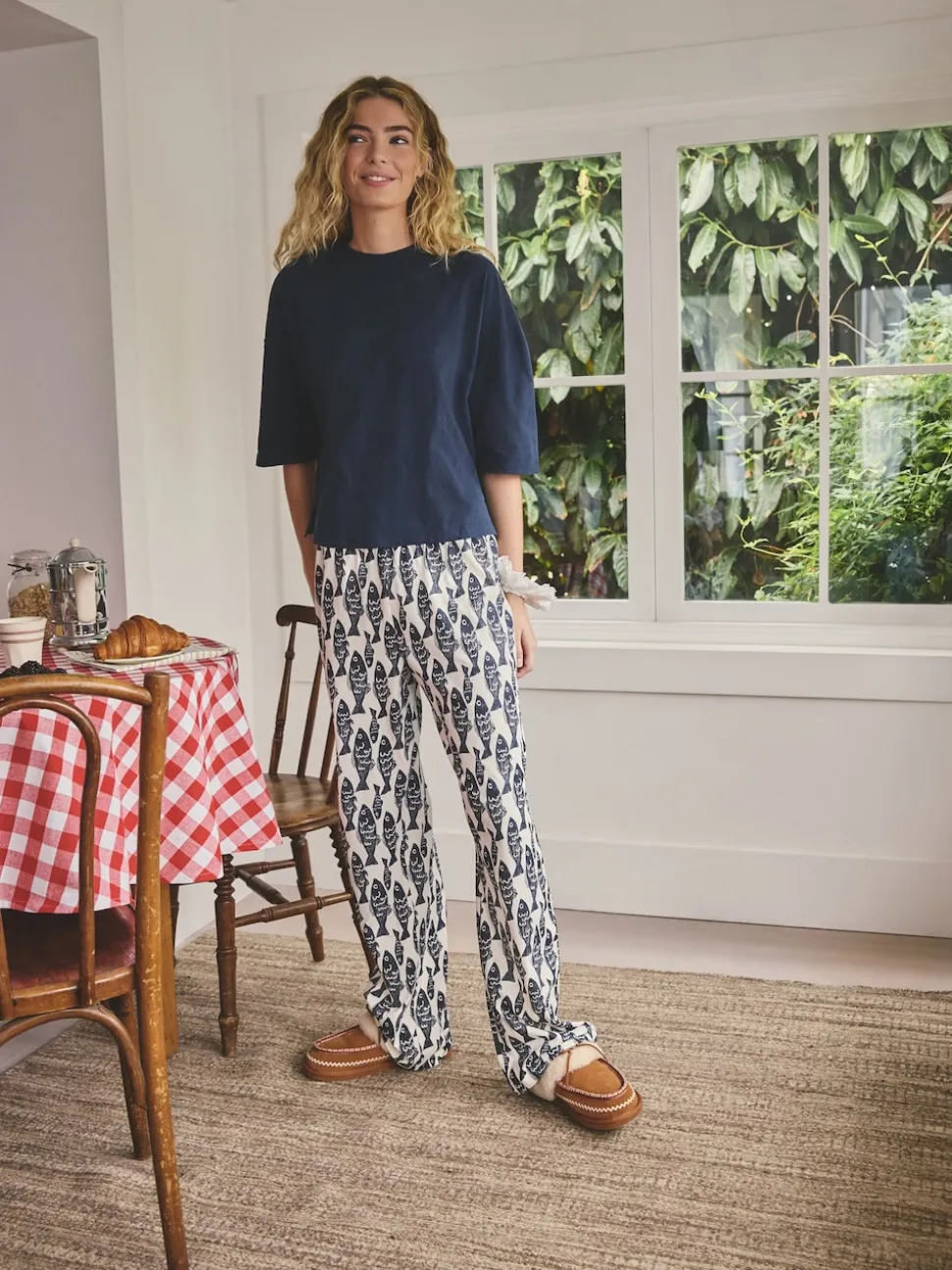 Navy Fish Cotton Short Sleeve Pyjamas